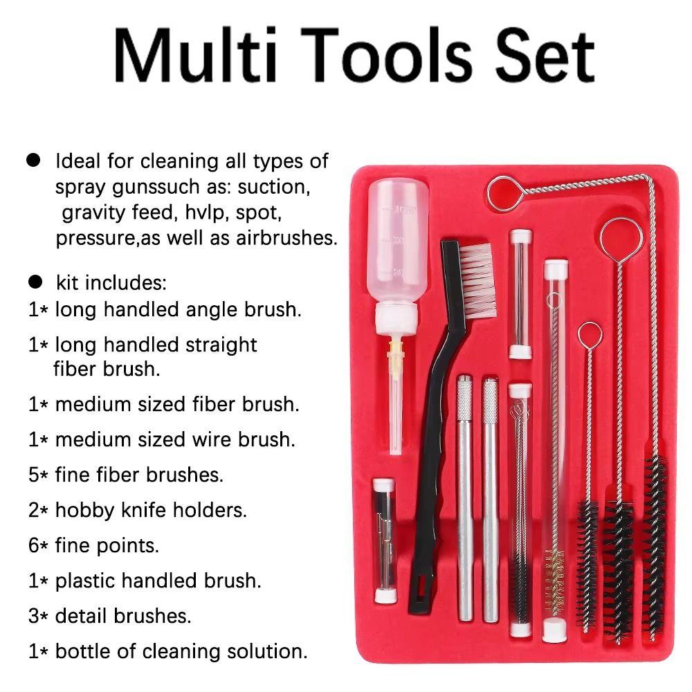 17/23Pcs Airbrush Spray Nozzle Cleaning Brush Set Airbrush Repair Storage Case Pneumatic Paint Sprayer Clean Kit