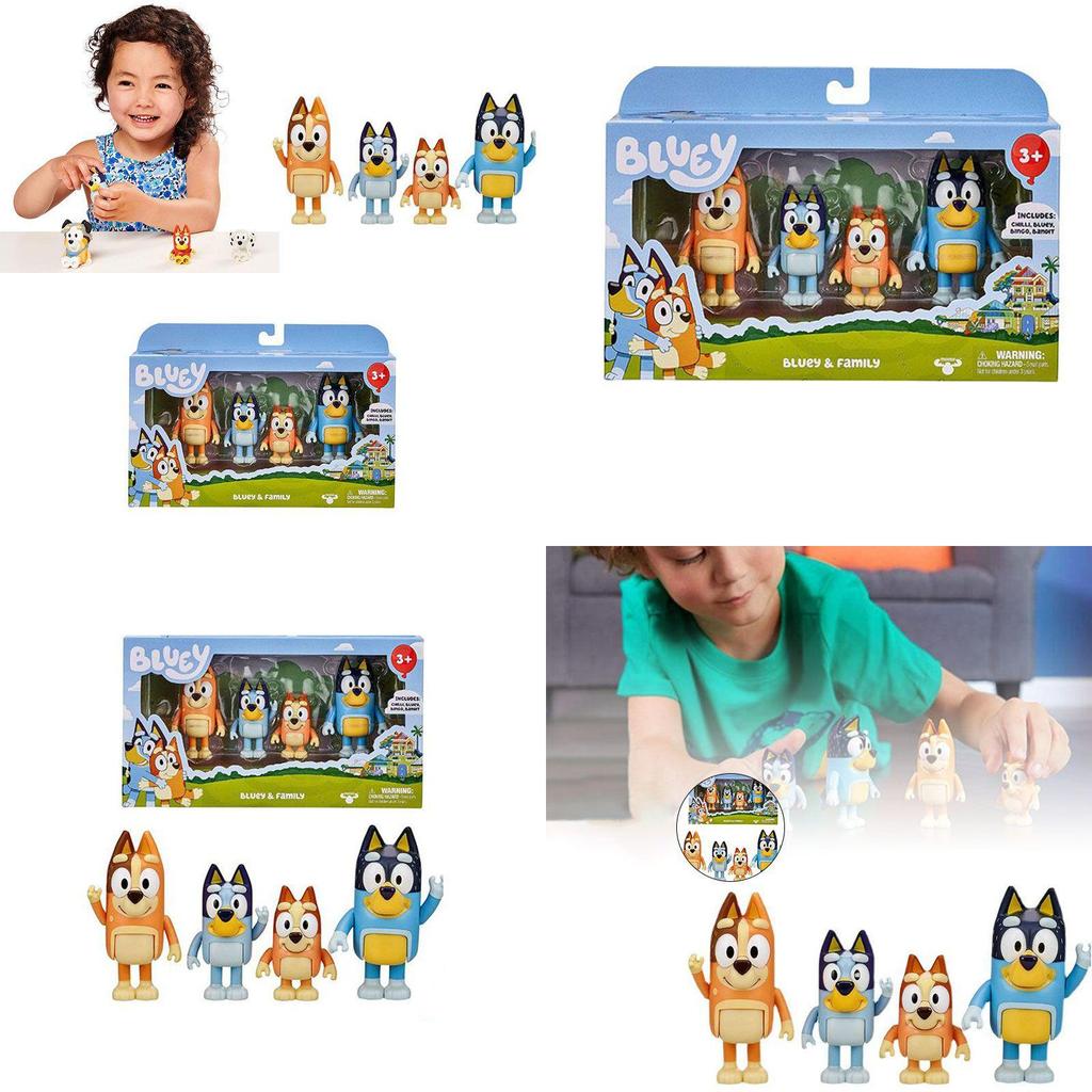 Bluey Familie Bingo Spielzeug 4 Stück Pack Actionfigur Set Perfekte Kindergeschenk Sammlung