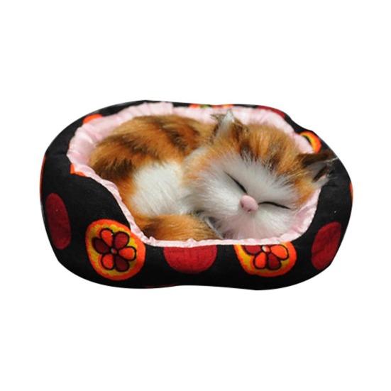 3D Simulation Sleeping Cat Nesting Cage Plush Doll Home Decoration Kids Gift