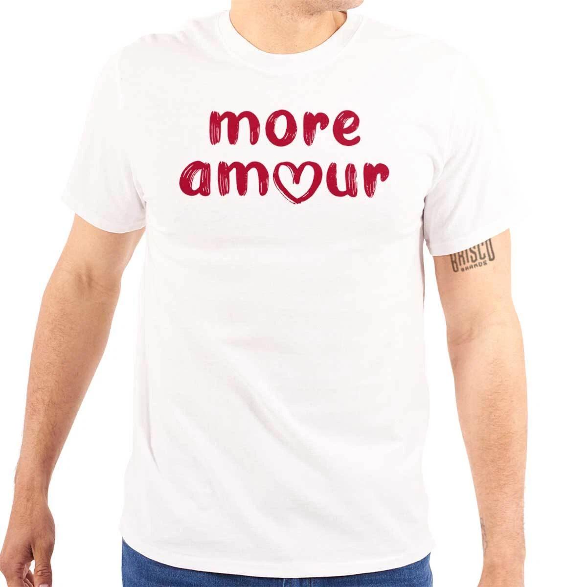 Cute Valentine s Day More Amour Love Heart Womens or Mens Crewneck T Shirt Tee M