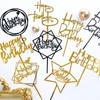 50-Piece Happy Birthday Acrylic Cake Decoration Inserts - Creative English Design for Prosperity, Health, and Longevity