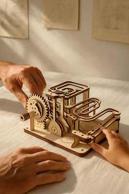 Yffoo DIY Handmade Toys Marble Run Tracks Wood Puzzle 3D Diorama Model Kit Assembling Building Blocks For Children Adults Gift