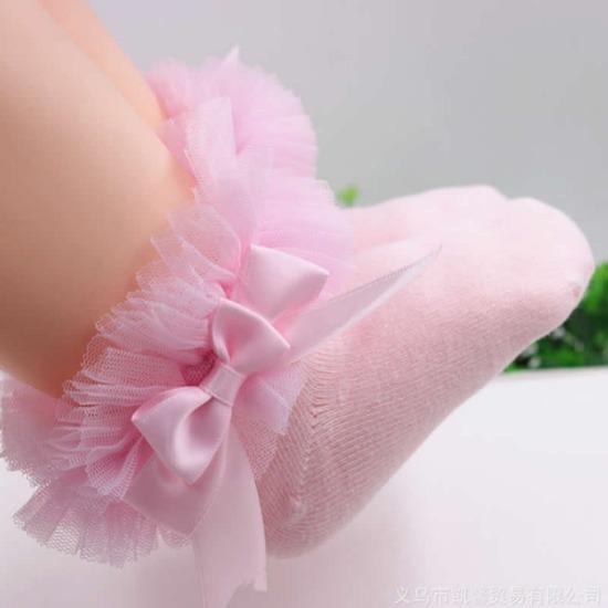 Girls Princess Tutu Socks Baby Knee Bellow Sock Ruffles Cotton Kids Ankle Socks Pography Silk Ribbon Bowknot Lace Sock
