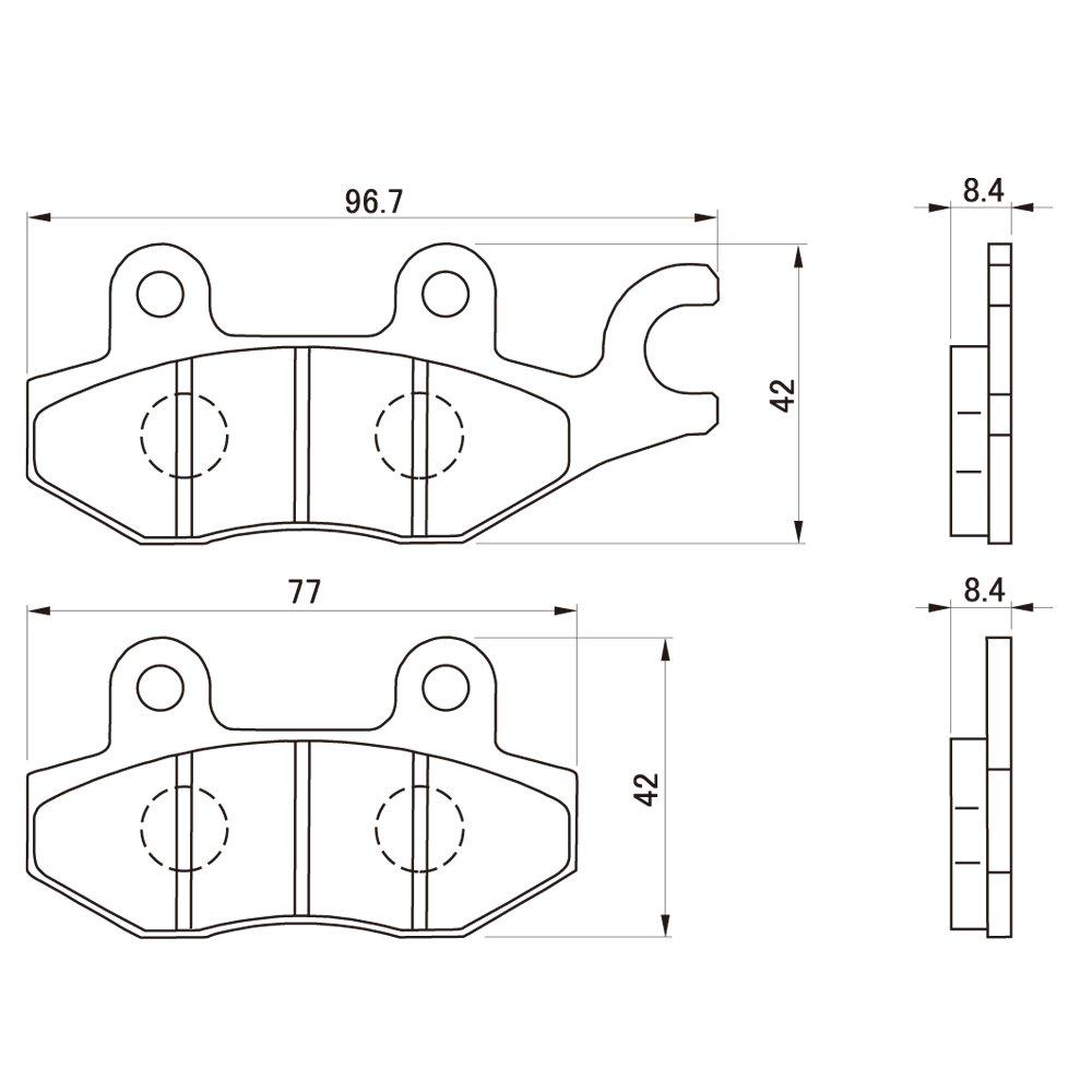 Daytona Motorcycle Brake Pads, Red Pads (Semimetal Pads), NSR50 (93-99), Z400 (19-22), Ninja250 (13-22), Z250 (15-22), etc. 79814 No: 30