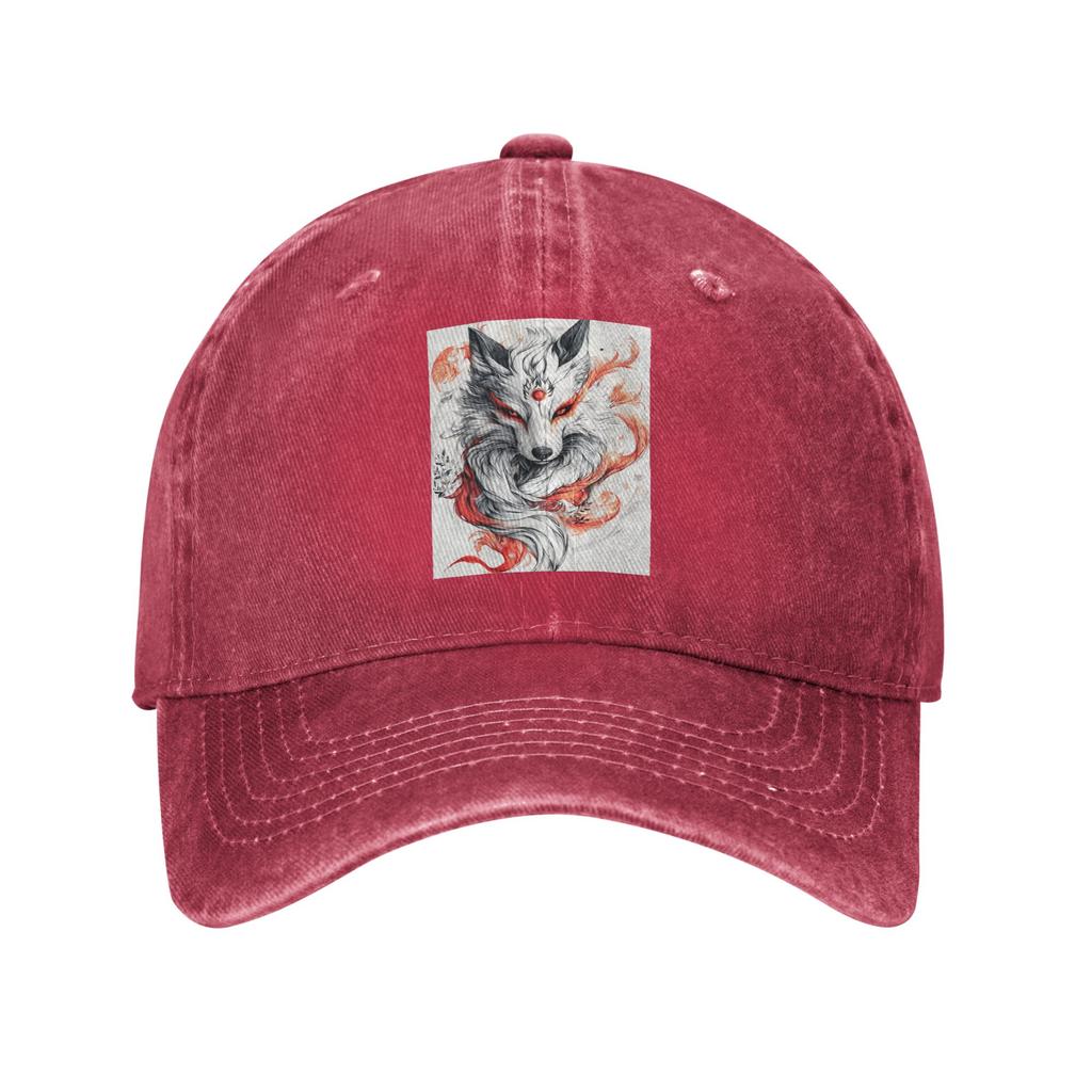 Japanese Okami Wolf Denim Fabric Cap Casual Baseball Caps Adjustable Hat Summer Unisex Baseball Hats