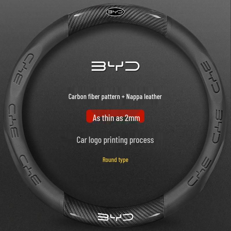 BYD Song PLUS Steering Wheel Cover for Han EV, Tang/Yuan Pro, Dolphin, Seagull, Qin - Genuine Leather
