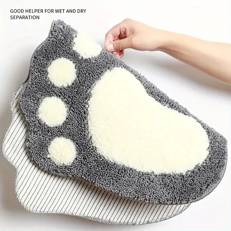 Cute Footprints Big Feet Bath Mats Pads Cartoon Style Toilet Non-slip Rug for Bathroom Carpet Bath Mats Foot Print Rug