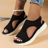 Fashion Women Sandals Summer Elastic Mesh Shoes Breathable Canvas Sandals Open Toe Wedge Sandals for Women Casual Sports Beach Sandalias