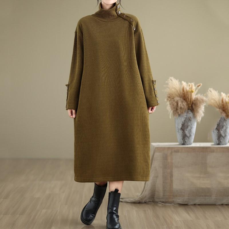 

Довгий рукав Плюс розмір Трикотажні вінтажні нові сукні для жінок повсякденні вільні весняно-осінь-зимові сукні