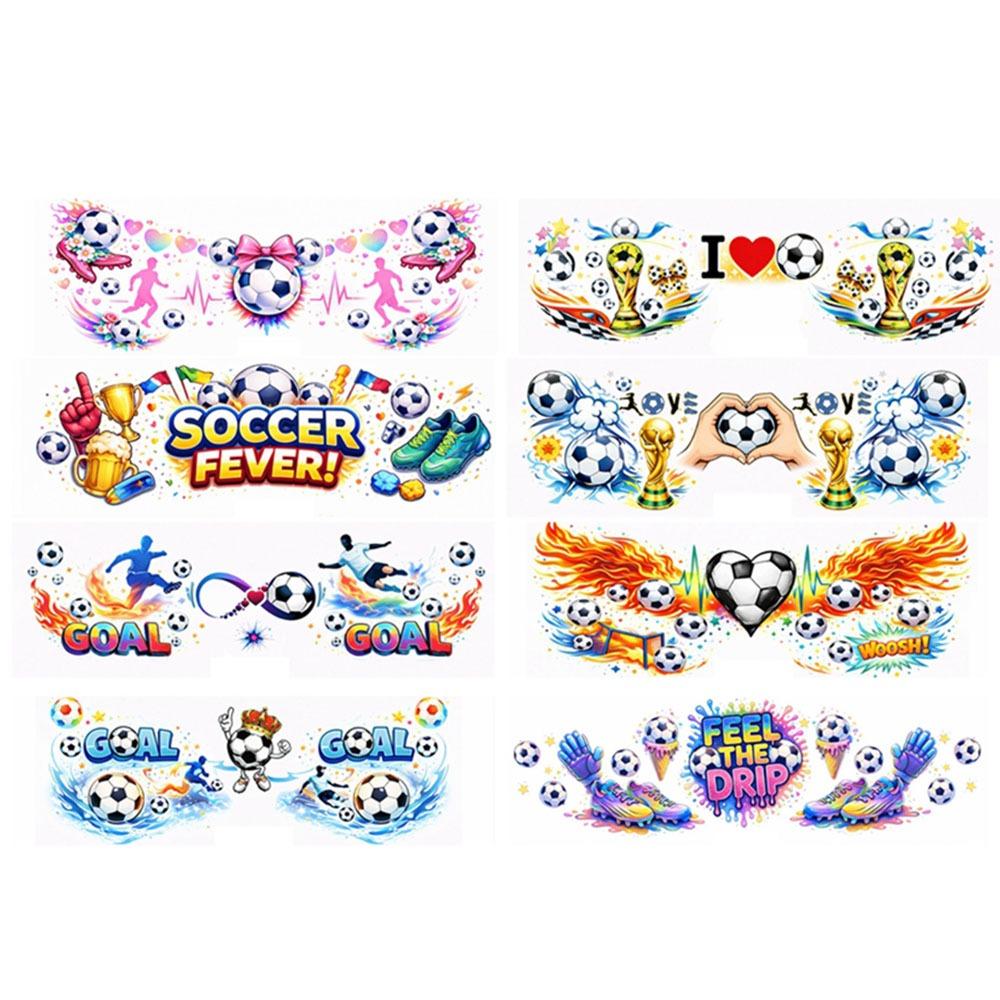 8 Sheets Long Lasting Soccer Face Tattoo Sticker Soccer Theme Face Tattoo Stickers Cheerleading 8 Sheets