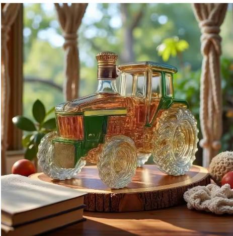 

Red Tractor Shaped Whiskey Decanter, Novelty Farm Themed Glass Liquor Bottle for Bar Decor & Farmer Gifts зелений