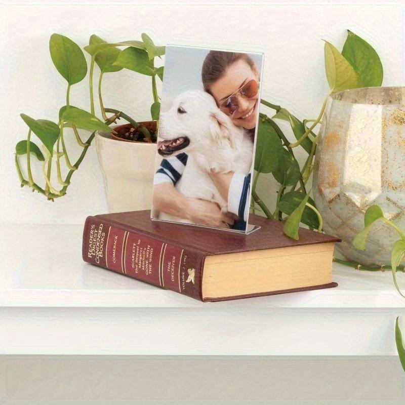 14-piece set of acrylic stand-up holders, transparent photo frames for upright and angled display, menu table stands, suitable for desktop displays