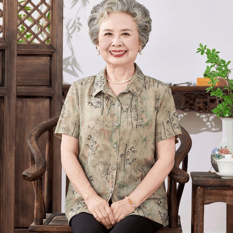 Yu Zhaolin Women s New Chinese Style Bamboo Print Summer Shirt 2XL