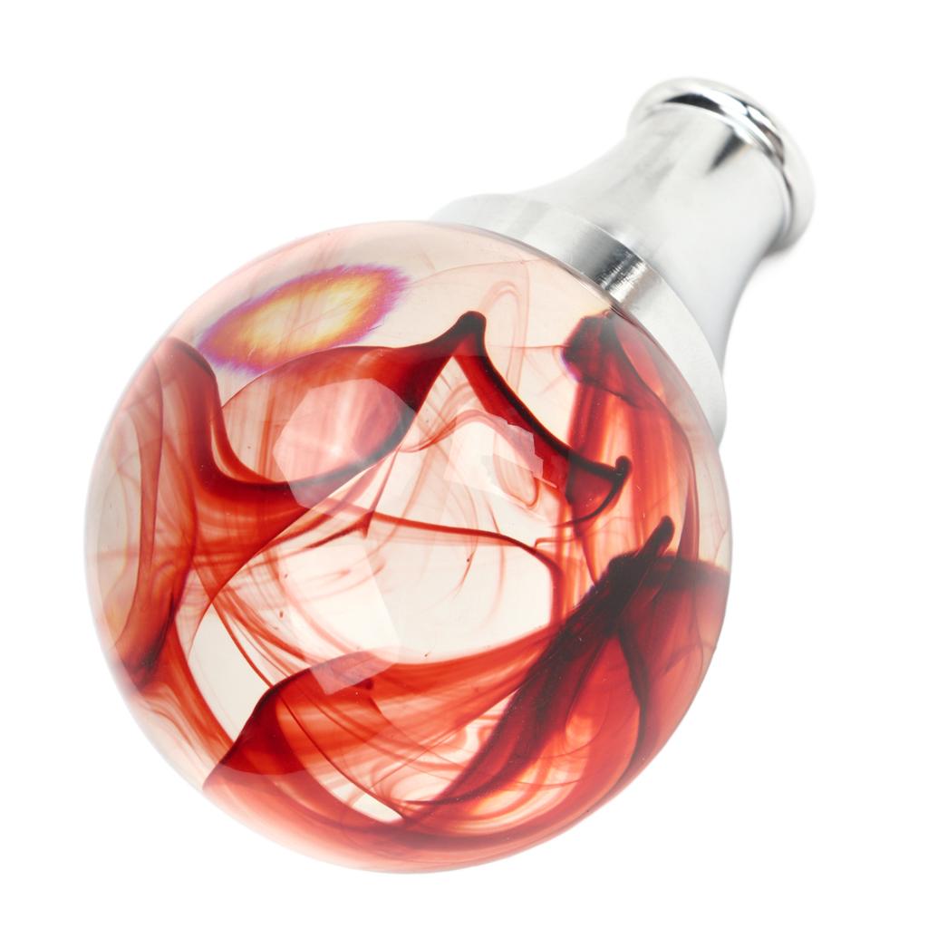 JDM Style Gear Shift Knob with 3 Adapters Round Ball Shape Shifter Head for Manual Automatic Transmission Vehicles Red