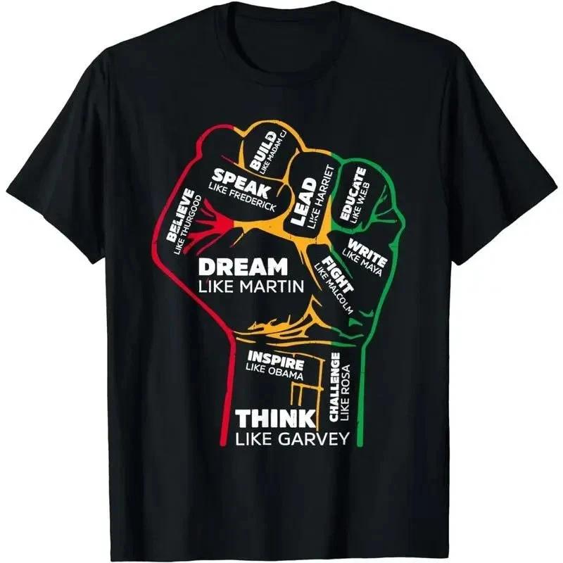 100% Cotton Inspiring Black Leaders Power Fist Hand Black History Month T-Shirt M