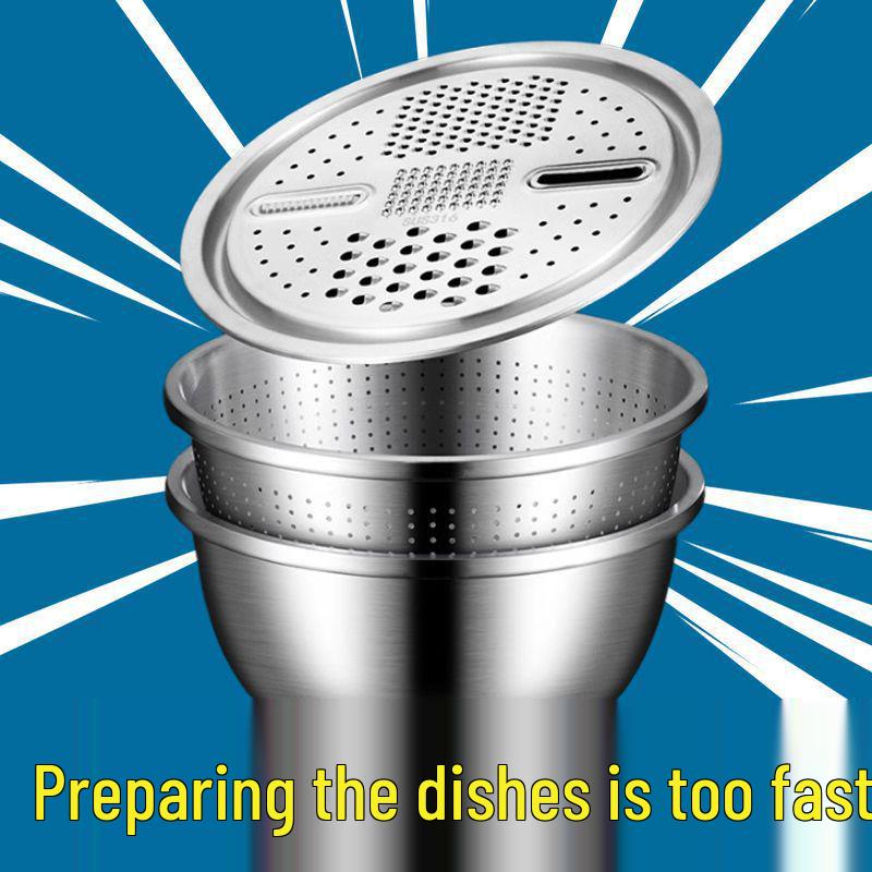 Multifunctional Stainless Steel Grating and Mixing Basin for Vegetables and Fruits