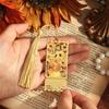 1pcs/4pcs Flowing Light Impression Series - Oil Painting Style Flower Hollowout tassel Metal Bookmark Student Account Marker