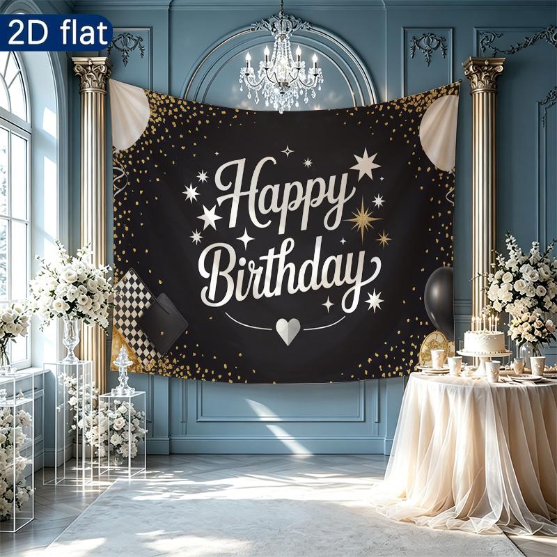 Party Backdrop Happy Birthday Birthday Stars Balloon Black Photo Booth Background Front Door Decor