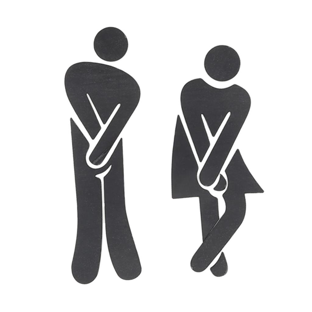 Black Gold Silver Color Toilet Sign Acrylic Wash Room Door Wall Label Sticker WC Holder Signage Board Home Bathroom Decor Male Female Restroom Signage