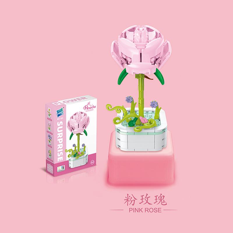 Barnas Pedagogiske Små Partikler Mosaikk Byggekloss Blomstersimulering Peon Rhododendron Kompatibel Med En Høy Byggeklossmodell Leke