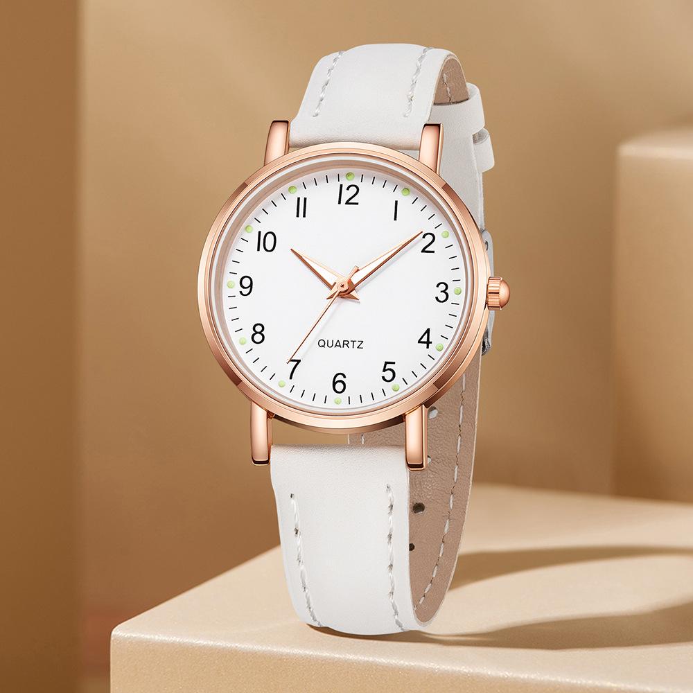 1/2/3/4pcs Fashion Arabic Dial Women Quartz Watch Casual Leather Strap Wristwatch for Girls Friendship Clock Gifts (Without Box)