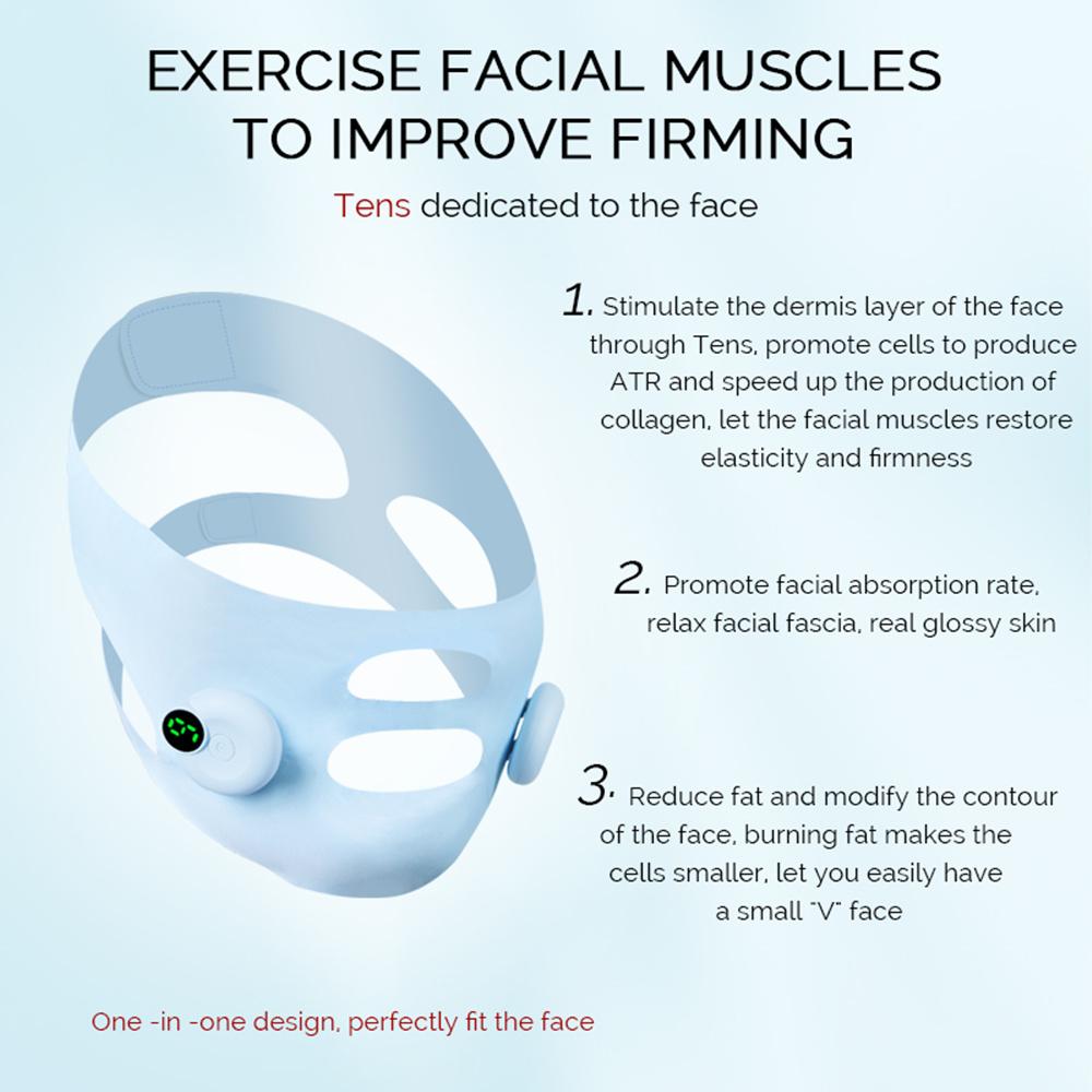 Electric Face Slimming Bandage V Line Face Shaper Chin Cheek Lift Up Belt Cheek Slimmer Facial Massage Strap Edema Removal Mask