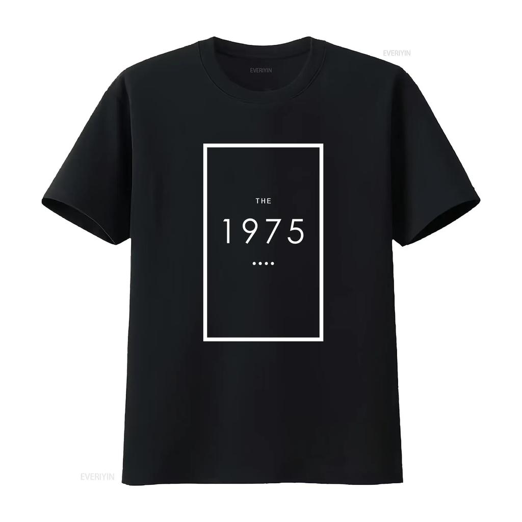 Black The 1975 Original Logo Official T Shirt Mens Retro Vintage Style Vintage Washed Stylish Versatile Comfortable Fashion