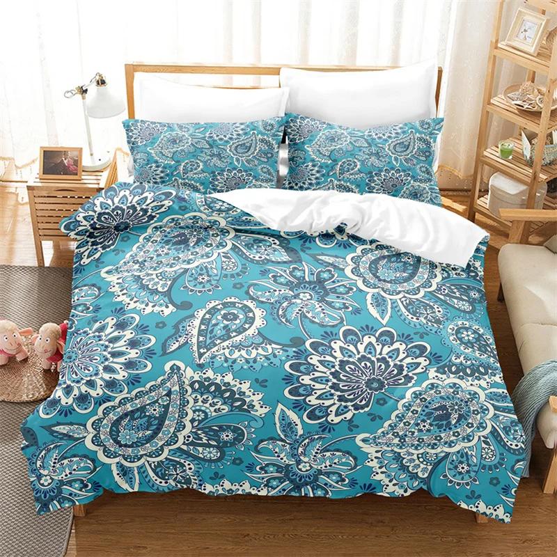 Mandala Duvet Cover Set Twin King For Girl Teen Bohemian Floral Bedding Set Microfiber Exotic Tribal Paisley Flowers Quilt Cover