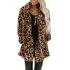 Women's Leopard Faux  Pocket Fuzzy Warm Winter Oversized Outwear Long Coat