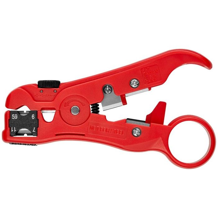 Knipex 16 60 06 sb dénudeur de câble adapté pour câbles coaxiaux rg59, rg6, rg7, rg11