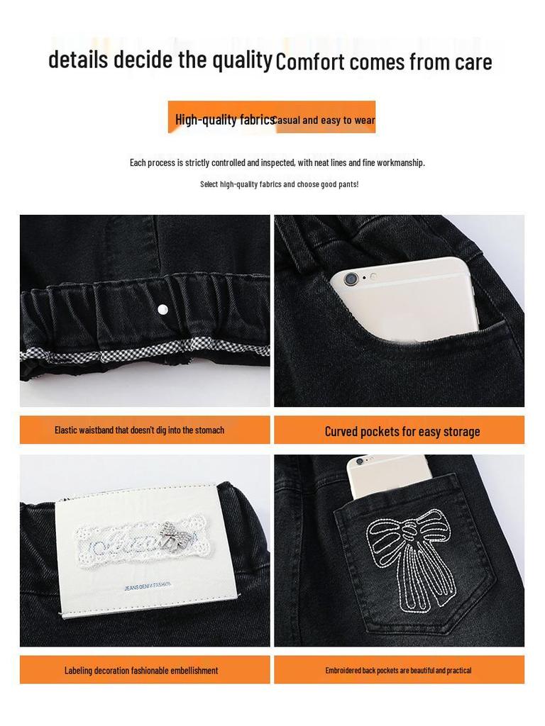 Girls' Flared Jeans with Bow - Autumn 2025 Fashion