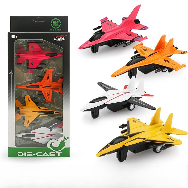 Streifen, Kleines scharfes Auto, Simulierte Legierung 4 Kampfflugzeuge, Kleines Flugzeugmodell, Rückziehspielzeug für Kinder Fabrik Direkt S