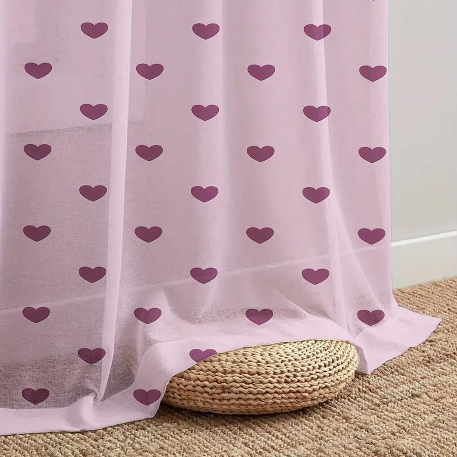 1 Stück rosa und lila herzförmiger Netzvorhang   romantischer Valentinstagsstil   geeignet für Schlafzimmer und Wohnzimmer