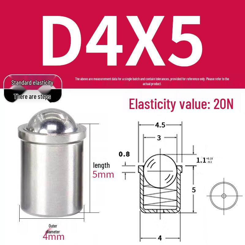 304 Stainless Steel Spring-Loaded Ball Plunger with Limit Screw
