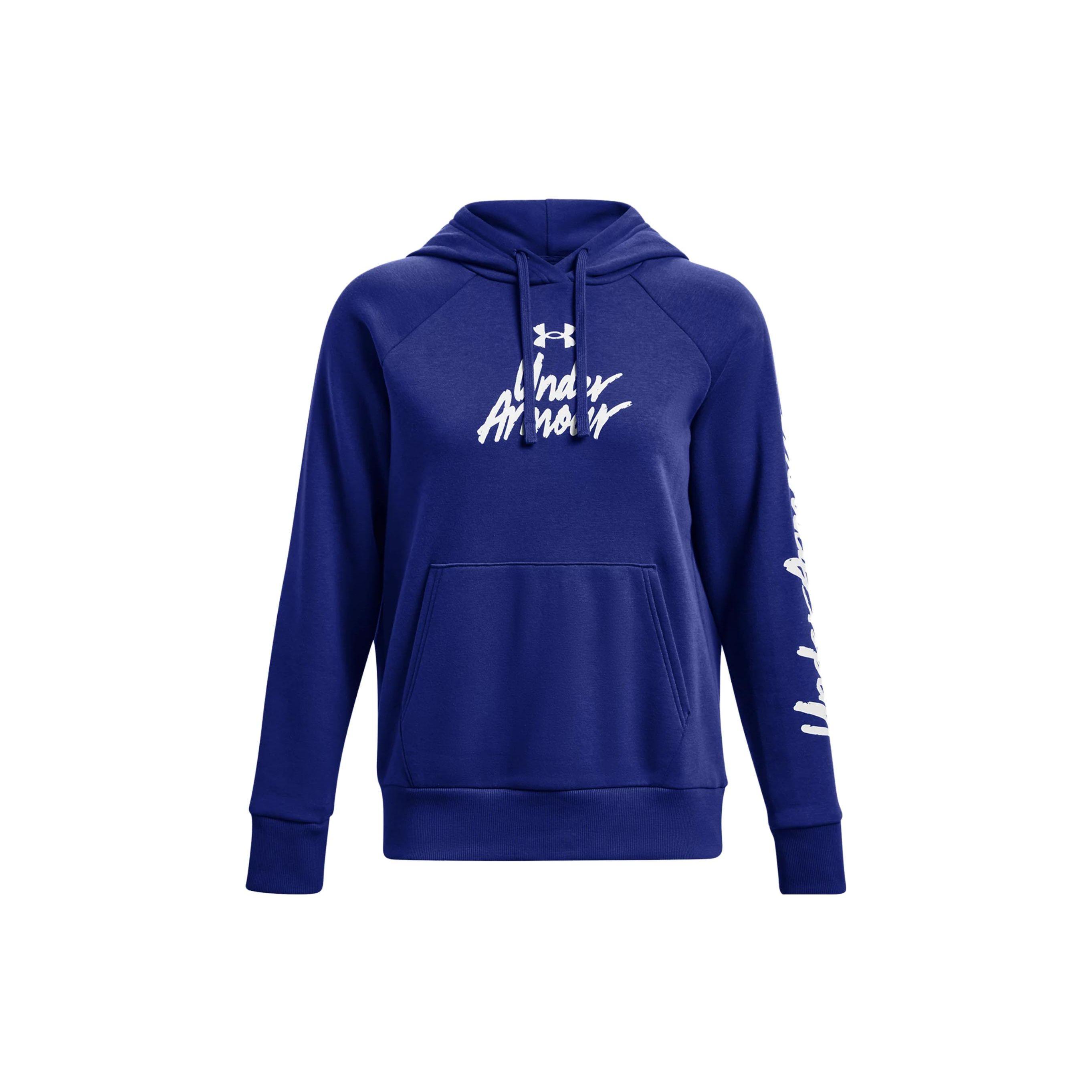 

Under Armour Rival Fleece Graphic Hoodie Women hoodies Blue 1379609-400 XL