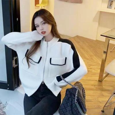 Mode Doppel-reißverschluss Strickjacke Pullover 2023 Frühling und Herbst Koreanische Ausgabe Overlay Top Frühling Mantel Pullover für Frauen