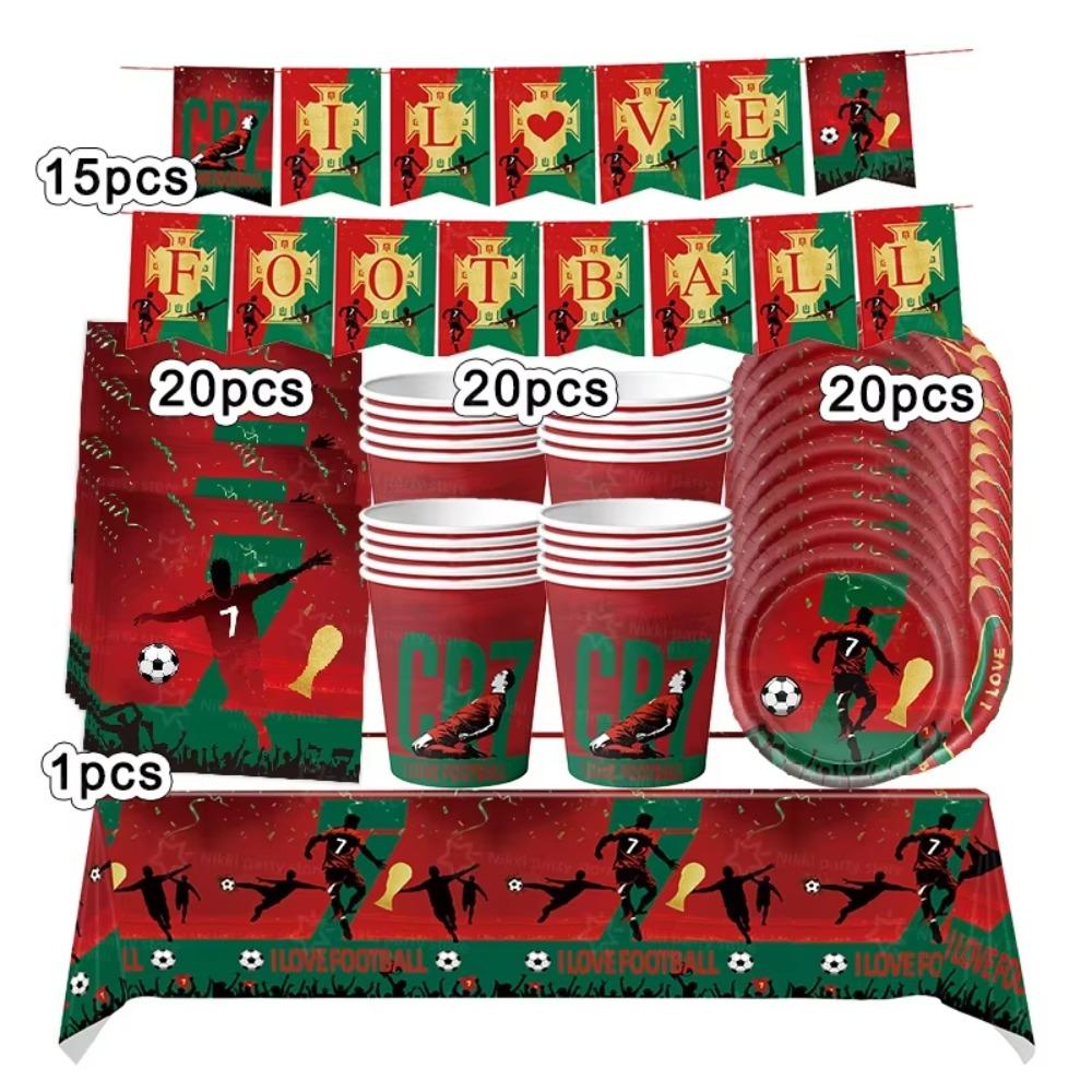 New CR7 Birthday Decoration Soccer Superstar Party Supplies Football Party Favors Tablecloth Plate Paper Cup Backdrop
