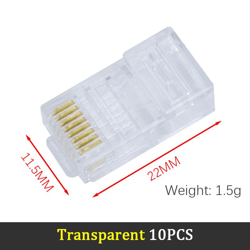 LIZAO 10PCS RJ45 Ethernet Cable Module Plug Network Connector Cat6 Color Cat5e Gold-plated Cable