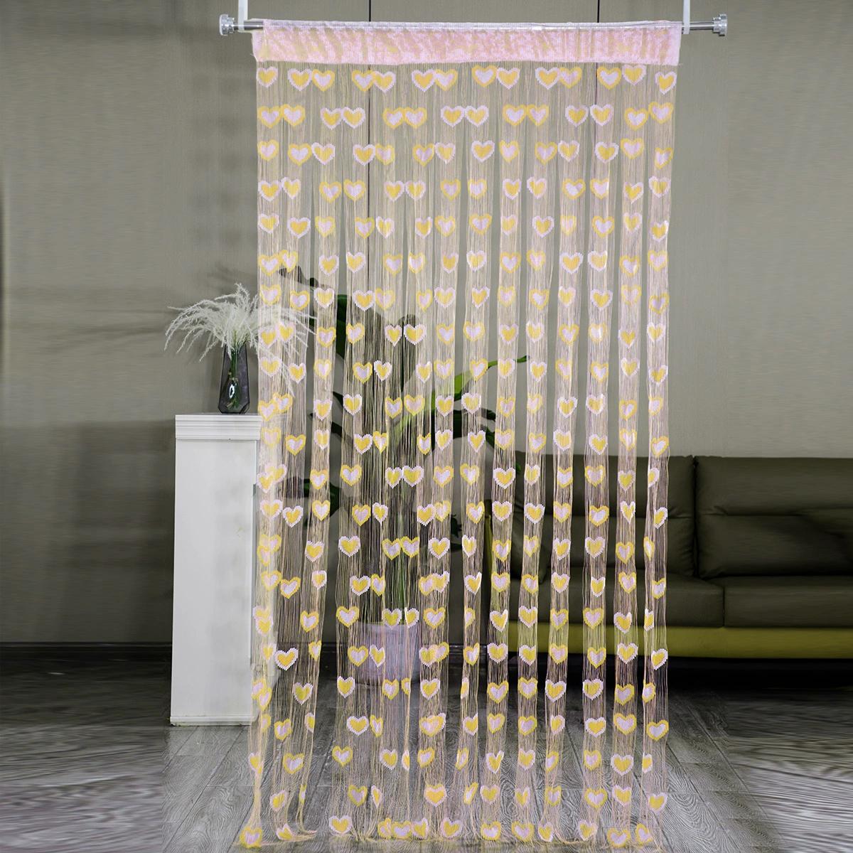 

100*200см Кисточка Двухцветная Штора в форме сердца Романтичная Любящее сердце Струнная Полупрозрачная штора для дома Гостиная Спальня Штора