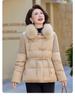 Mom's Winter Fashionable Embroidered Down Jacket with Wool Collar for Middle-Aged and Elderly Women