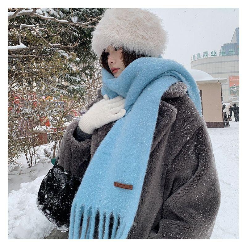 Wool New Year'S Red Knitted Scarf Women'S Winter Korean Atmosphere Warm Student Christmas Scarf