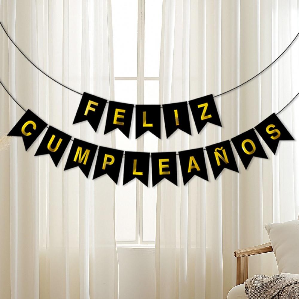 

1PC/5PCS/10PCS 11.6cmX16.2cm Spanish Birthday Flag Party Banner Flower ForHome Room Happy Birthday Party Atmosphere Decorations 1pc чёрный