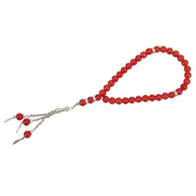 Chapelet Musulman Rouge 33 Perles Lumineux Magnifique Exquis Brillant Élégant Tasbih Chapelet Pour la Prière