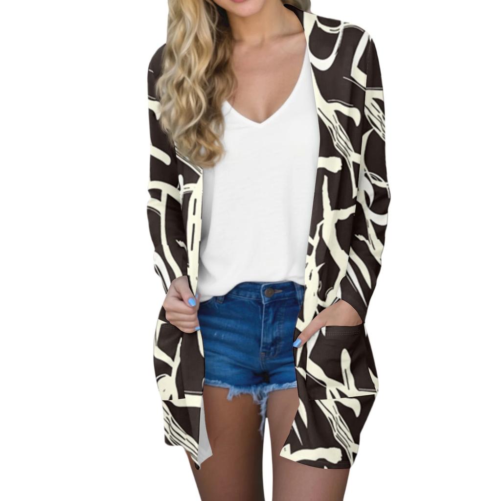 Women's Fashion Casual Comfort Floral Print Mid-Length Cardigan Jacket