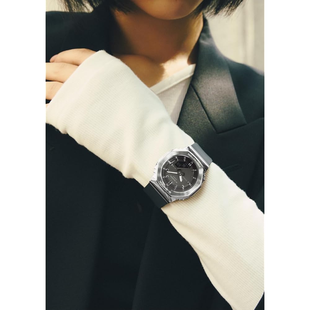 Casio G-Shock GM-S2110-1A1JF Women's Metal Covered Watch Silver Black Eco-Friendly Material
