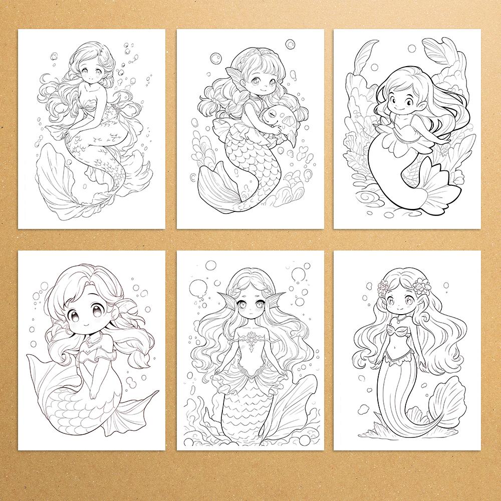 1pc, Mermaid Coloring Book, Teenagers Coloring Book,30 Different Patterns, 100gsm Thick Paper, Stress Relief, Birthday Gift