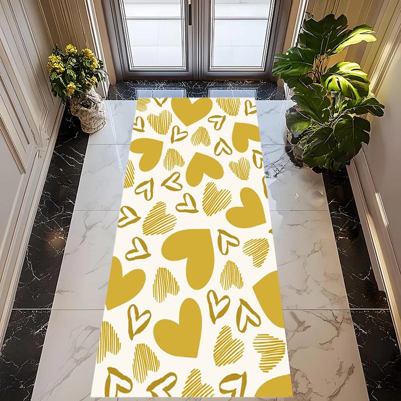Bohemian Geometric  Heart Print Runner Rug, Non-Slip Washable Hallway Carpet Colorful Area Rug for Entryway Living Room Kitchen