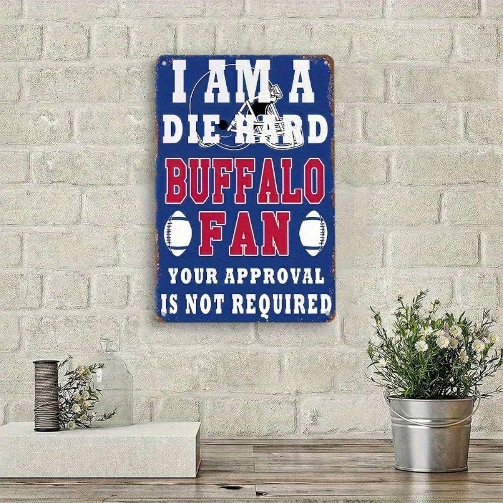Buffalo Fan Sports Decor Metal Tin Sign Man Cave Football Art Office Bar Wall