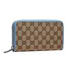 Gucci Monogram Logo Color Block Trim Canvas And Leather Long Zip Wallet Women wallet Ebony Blue Candy-Color 363423-KY9LG-8611