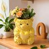 DIY Cartoon Rose Bear Painting Vase Plaster Silicone Mold Handmade Planter Mixed Clay Gypsum Form Garden Flowerpot Molds